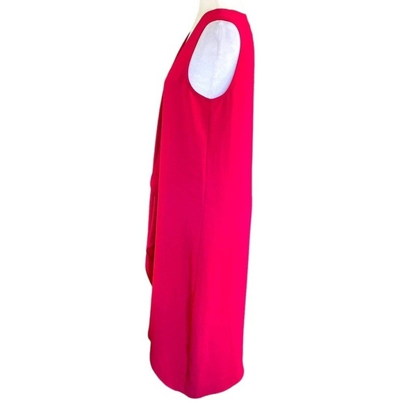 Adrianna Papell Asymmetrical Front Drape Crepe Shift Dress Size 8 Red EUC - Picture 5 of 11